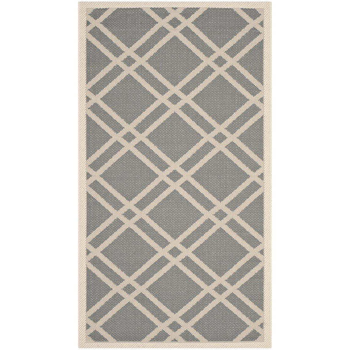 SAFAVIEH Outdoor CY6923-246 Courtyard Anthracite / Beige Rug Image 1