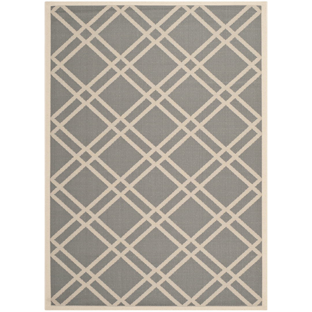 SAFAVIEH Outdoor CY6923-246 Courtyard Anthracite / Beige Rug Image 1