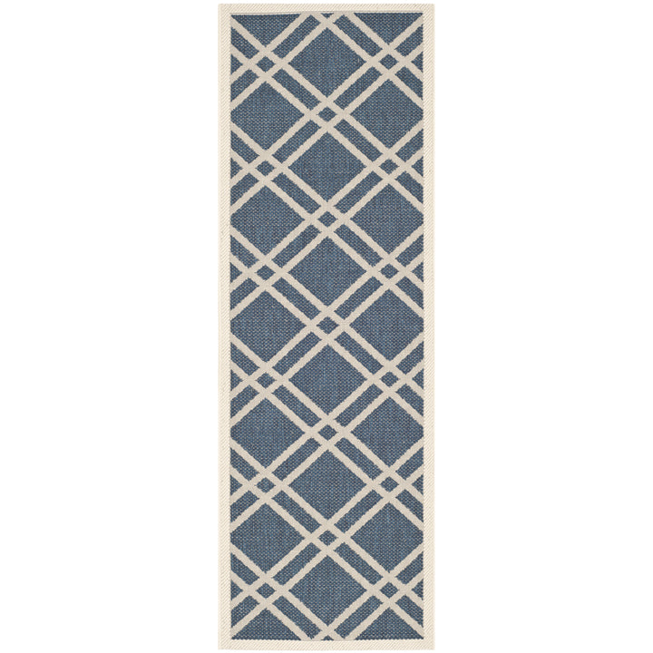 SAFAVIEH Indoor Outdoor CY6923-268 Courtyard Navy / Beige Rug Image 6