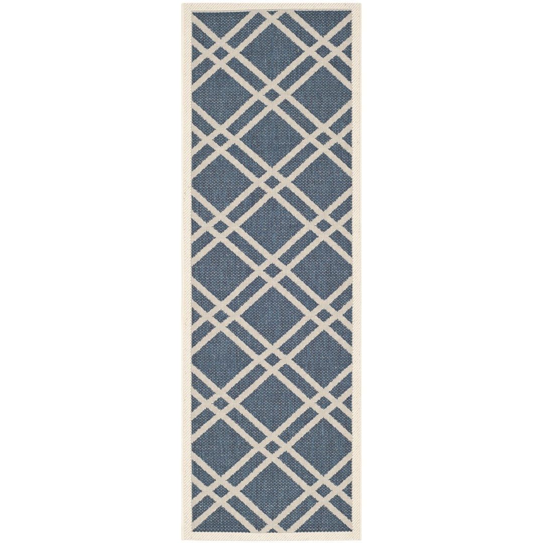 SAFAVIEH Indoor Outdoor CY6923-268 Courtyard Navy / Beige Rug Image 1