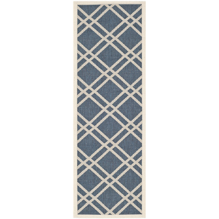 SAFAVIEH Indoor Outdoor CY6923-268 Courtyard Navy / Beige Rug Image 1