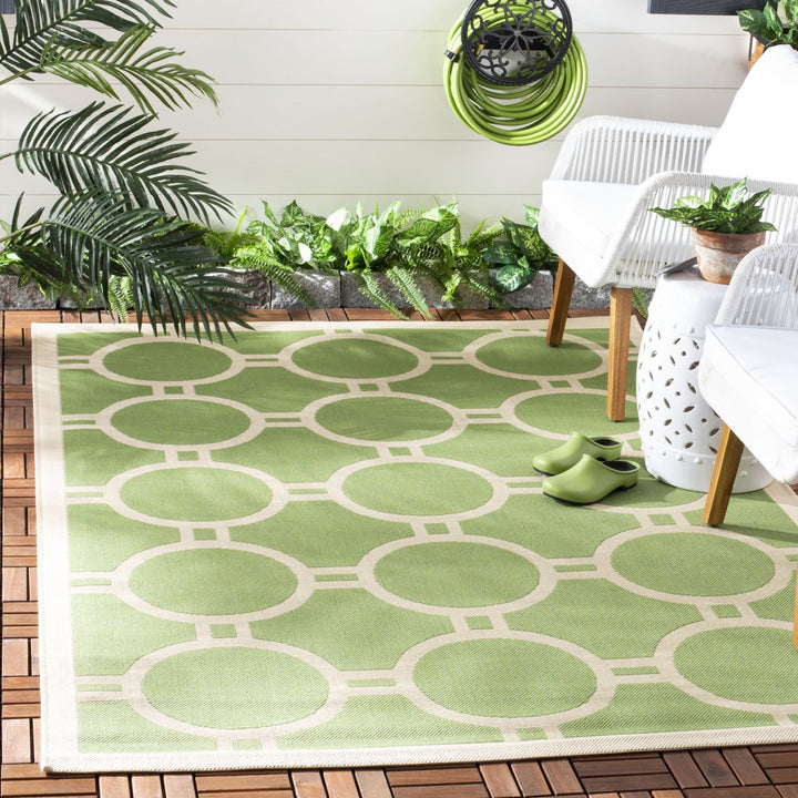 SAFAVIEH Indoor Outdoor CY6924-244 Courtyard Green / Beige Rug Image 1