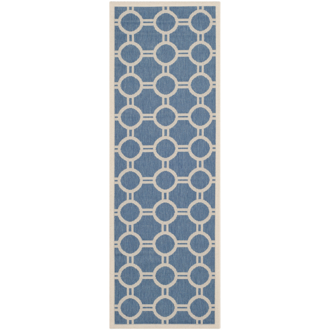 SAFAVIEH Indoor Outdoor CY6924-243 Courtyard Blue / Beige Rug Image 6