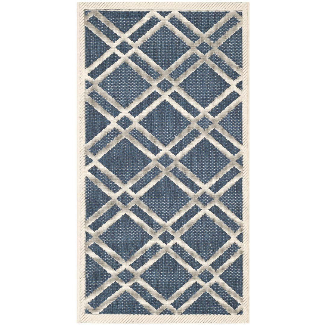 SAFAVIEH Indoor Outdoor CY6923-268 Courtyard Navy / Beige Rug Image 1