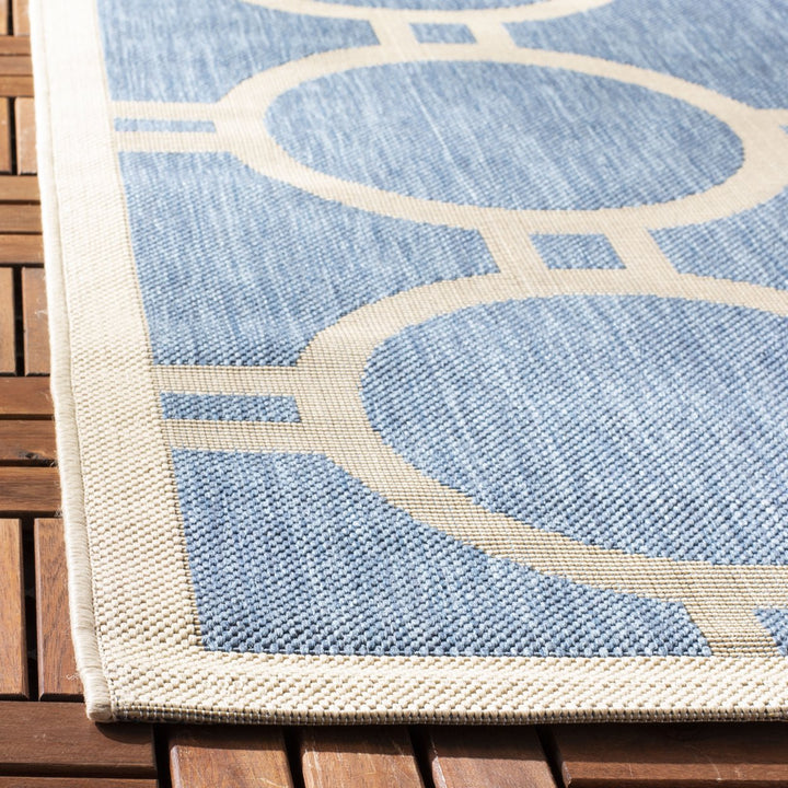 SAFAVIEH Indoor Outdoor CY6924-243 Courtyard Blue / Beige Rug Image 8