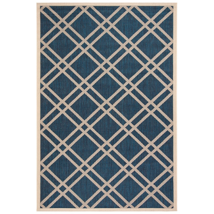 SAFAVIEH Indoor Outdoor CY6923-268 Courtyard Navy / Beige Rug Image 1