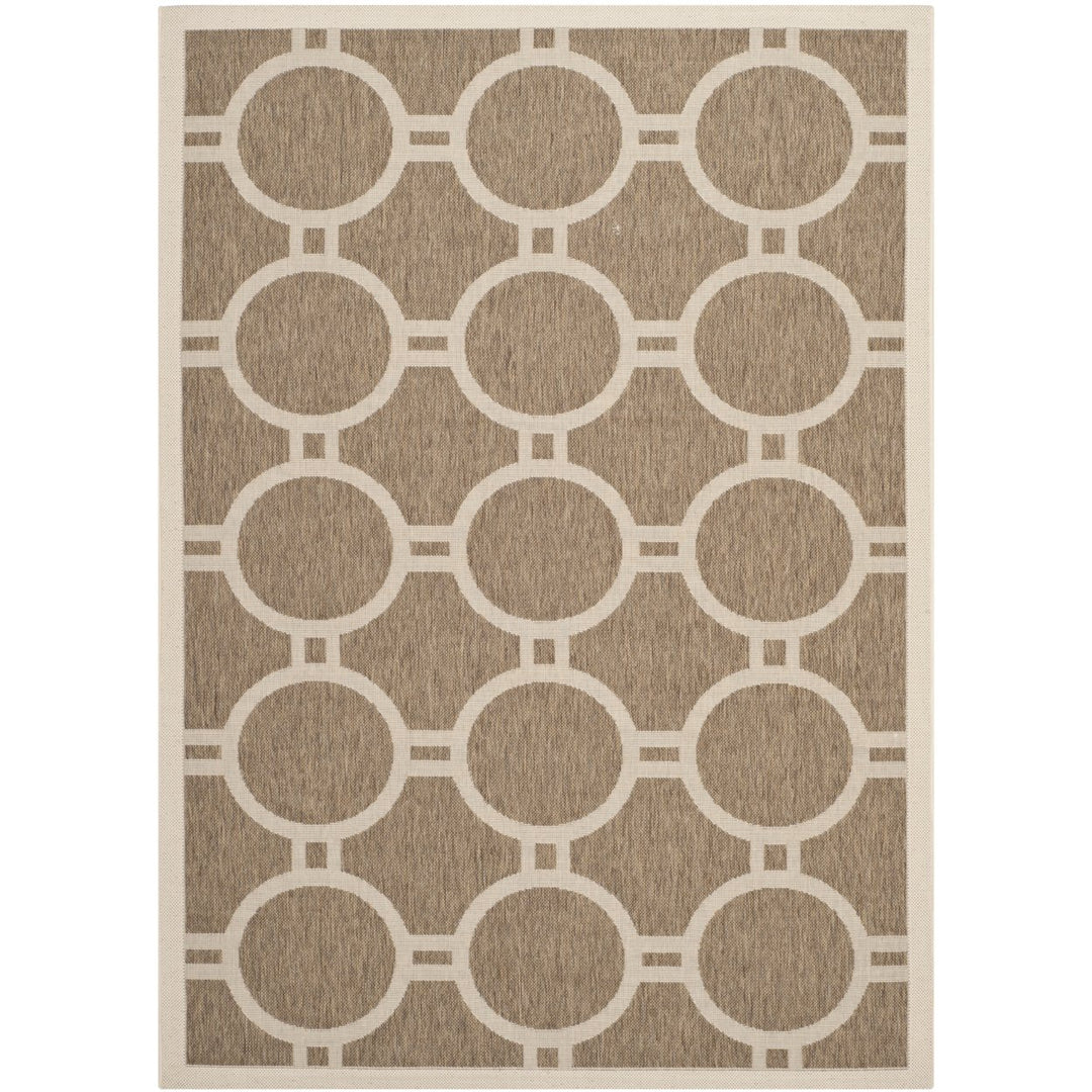 SAFAVIEH Indoor Outdoor CY6924-242 Courtyard Brown / Bone Rug Image 12