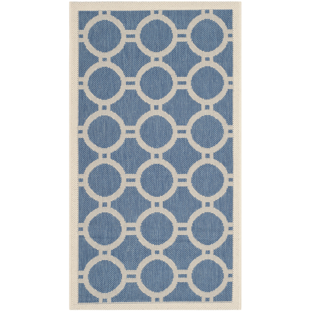 SAFAVIEH Indoor Outdoor CY6924-243 Courtyard Blue / Beige Rug Image 10