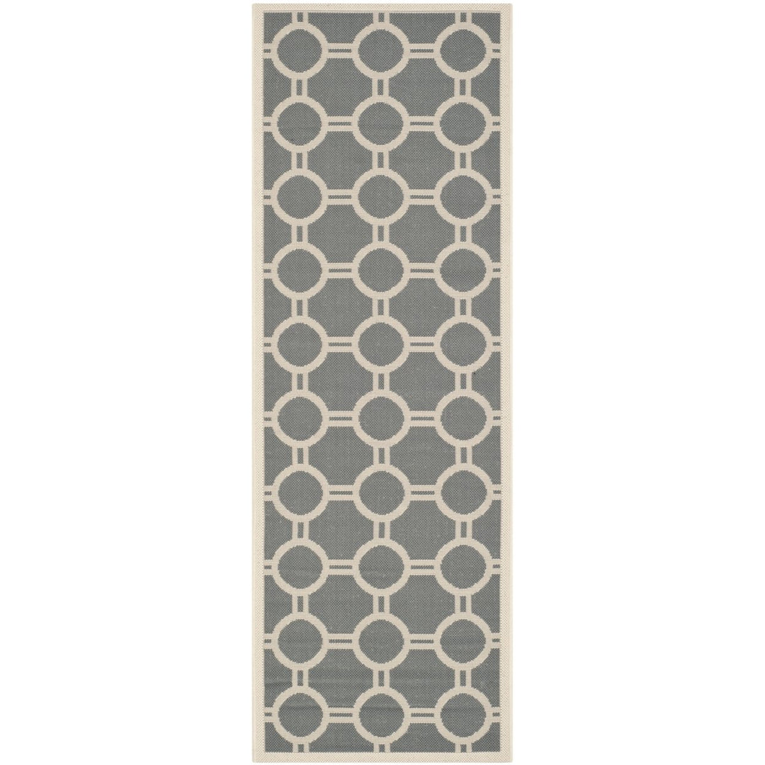 SAFAVIEH Outdoor CY6924-246 Courtyard Anthracite / Beige Rug Image 1