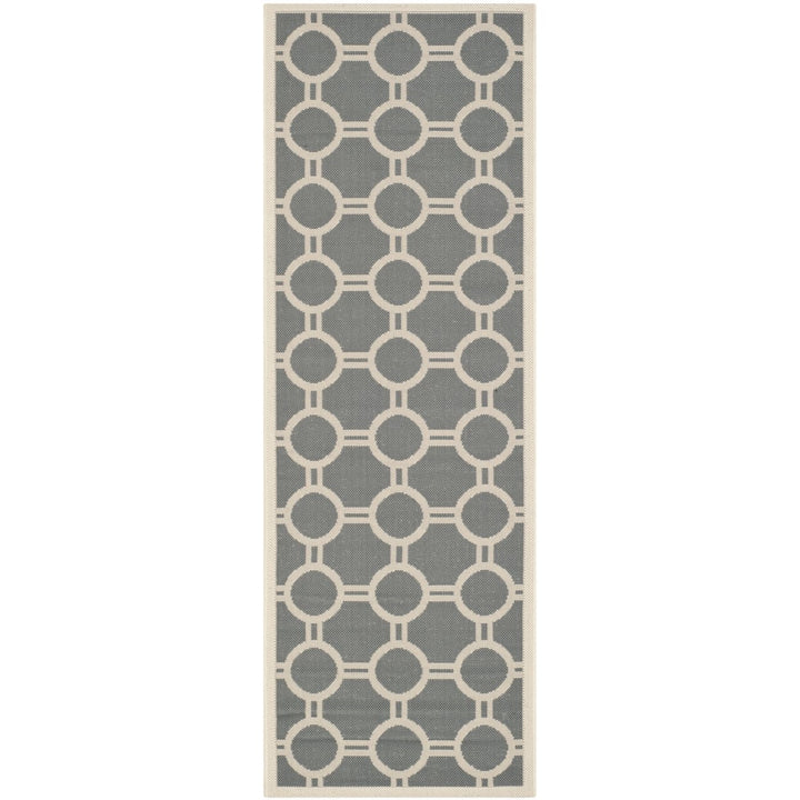 SAFAVIEH Outdoor CY6924-246 Courtyard Anthracite / Beige Rug Image 1