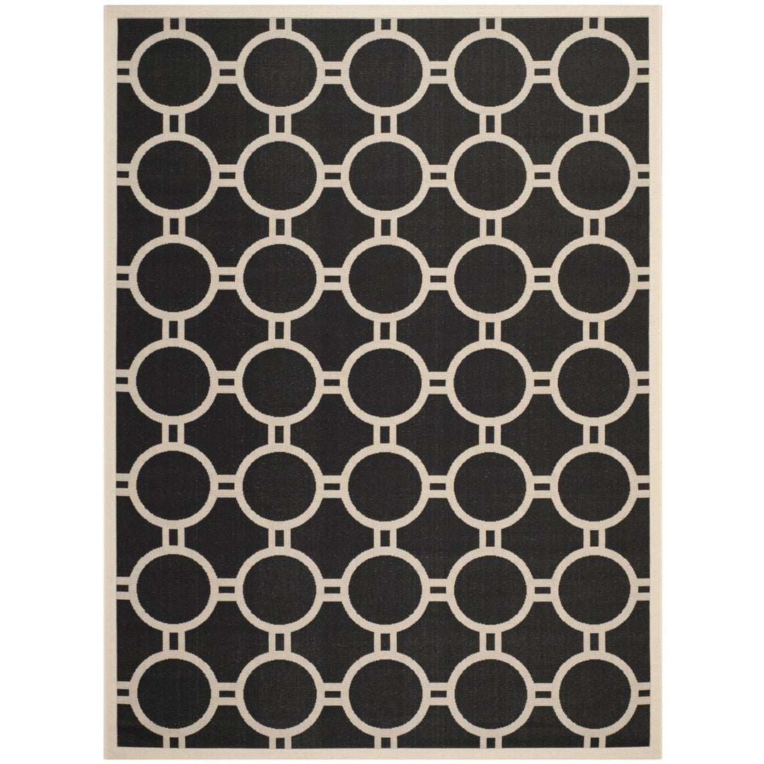 SAFAVIEH Indoor Outdoor CY6924-266 Courtyard Black / Beige Rug Image 1