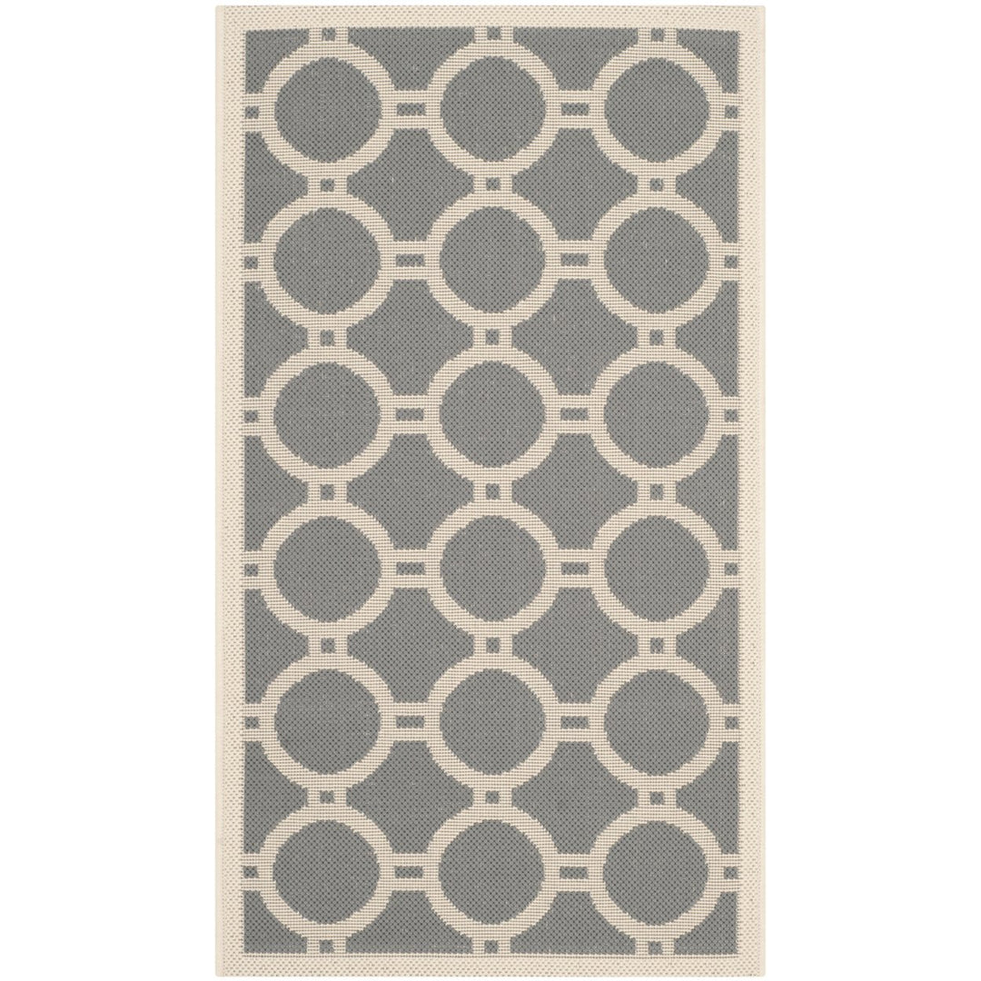 SAFAVIEH Outdoor CY6924-246 Courtyard Anthracite / Beige Rug Image 1