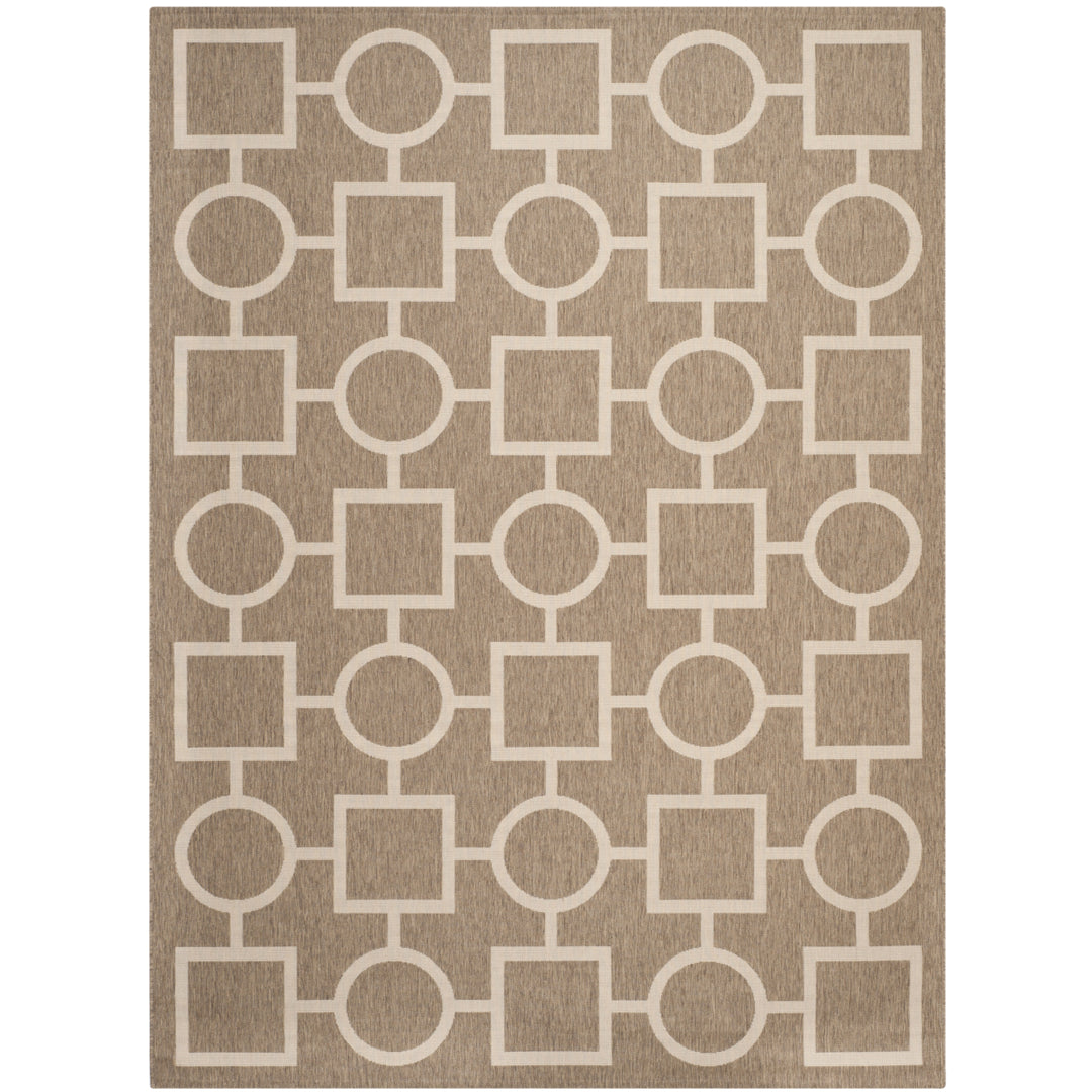 SAFAVIEH Indoor Outdoor CY6925-242 Courtyard Brown / Bone Rug Image 3