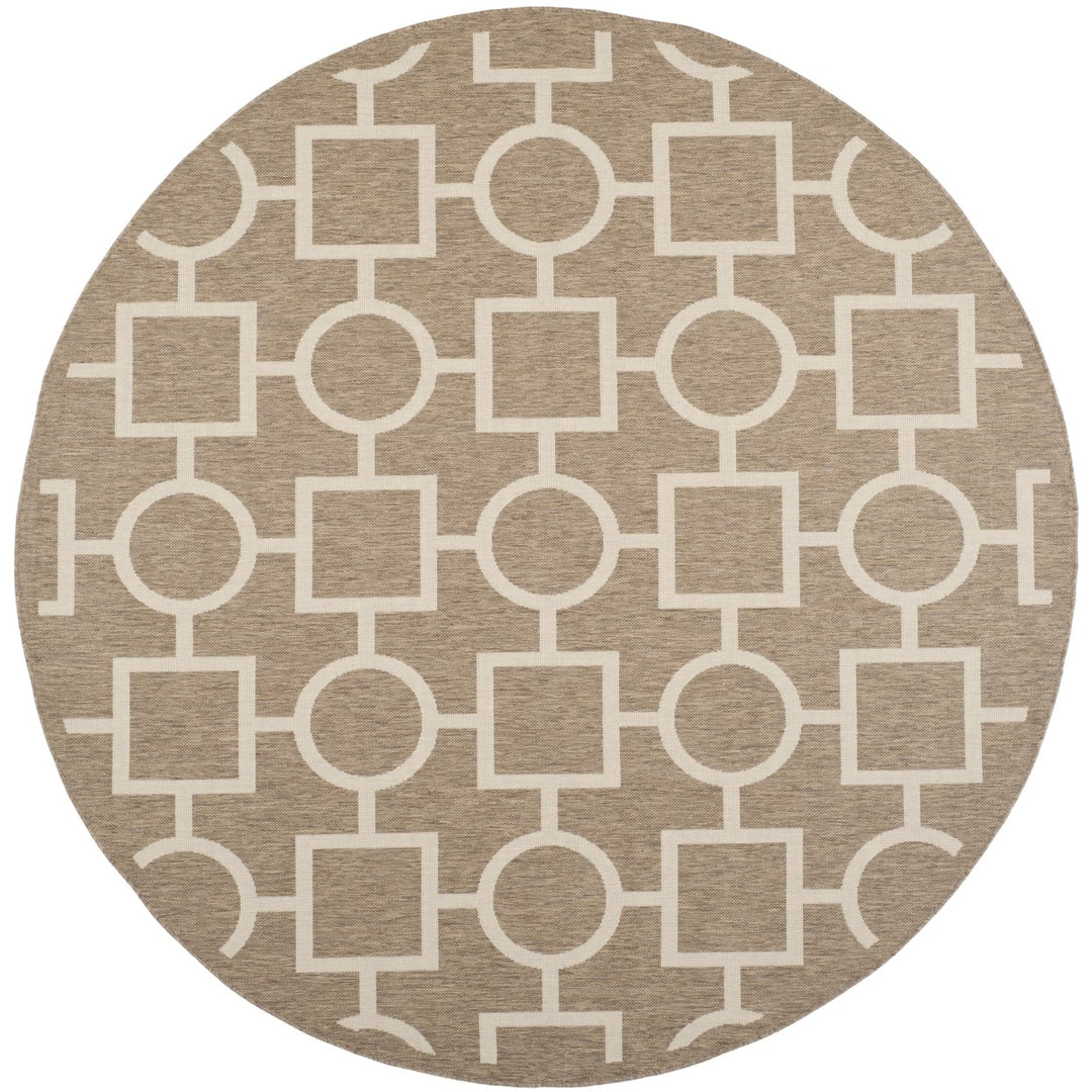 SAFAVIEH Indoor Outdoor CY6925-242 Courtyard Brown / Bone Rug Image 1