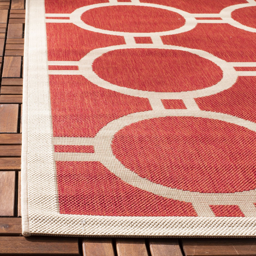 SAFAVIEH Outdoor CY6924-248 Courtyard Collection Red / Bone Rug Image 7