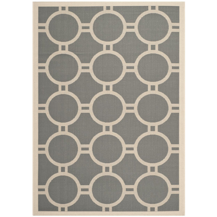 SAFAVIEH Outdoor CY6924-246 Courtyard Anthracite / Beige Rug Image 1