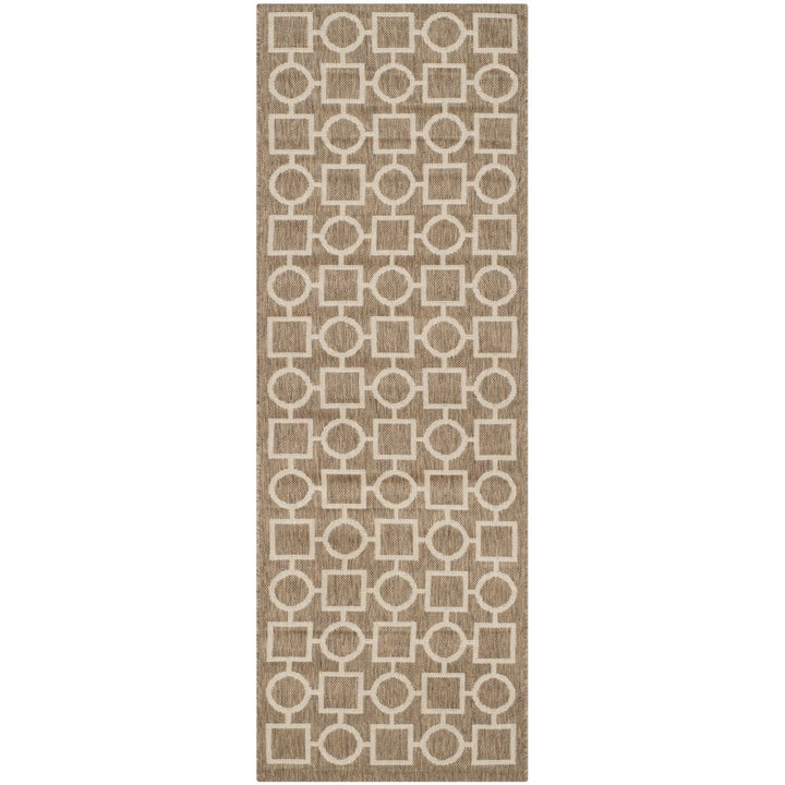 SAFAVIEH Indoor Outdoor CY6925-242 Courtyard Brown / Bone Rug Image 1