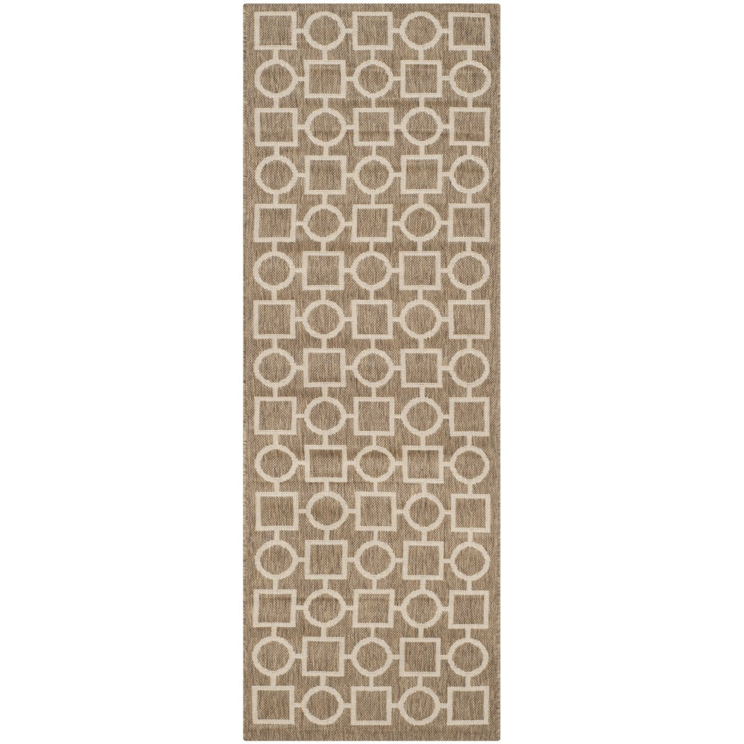 SAFAVIEH Indoor Outdoor CY6925-242 Courtyard Brown / Bone Rug Image 1