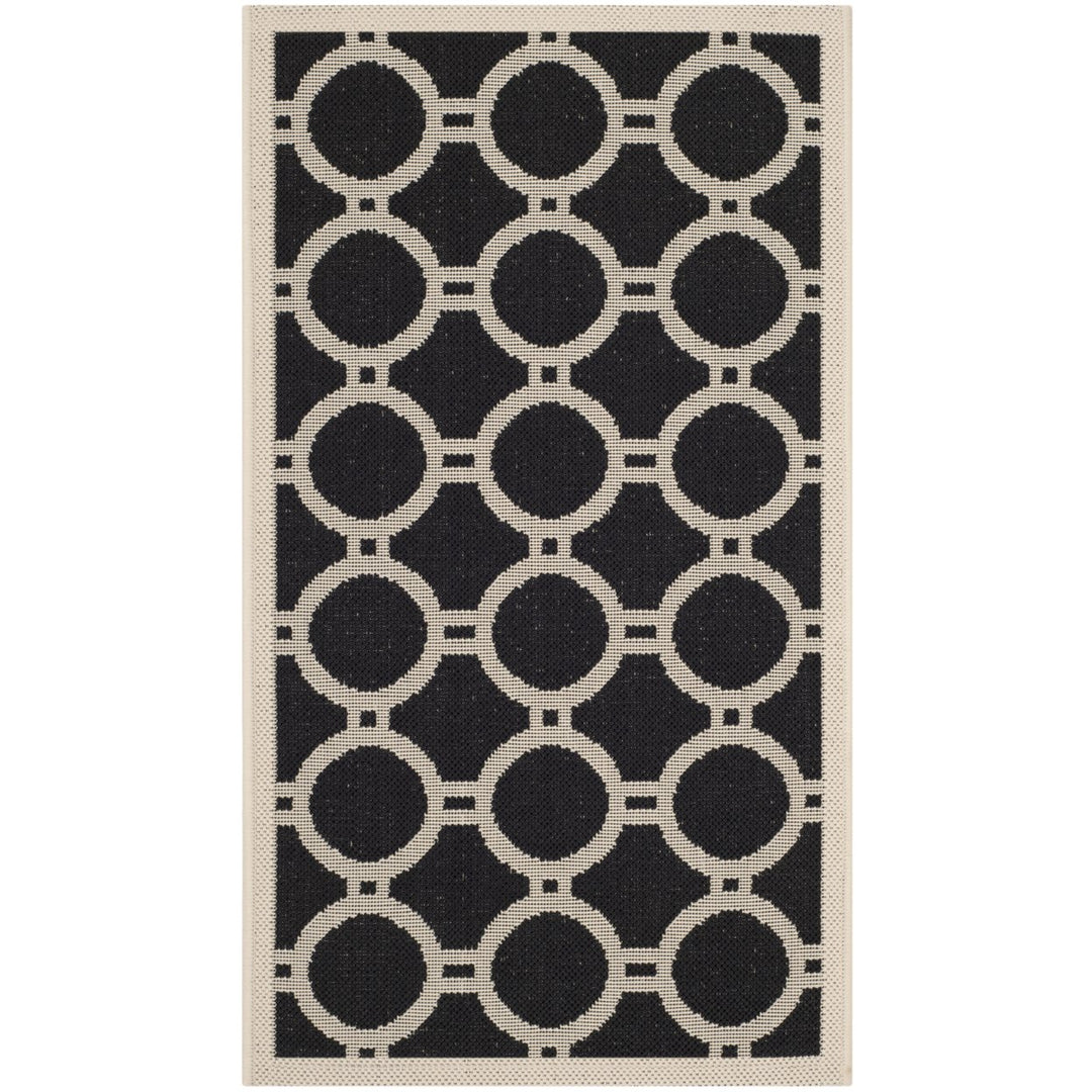 SAFAVIEH Indoor Outdoor CY6924-266 Courtyard Black / Beige Rug Image 1