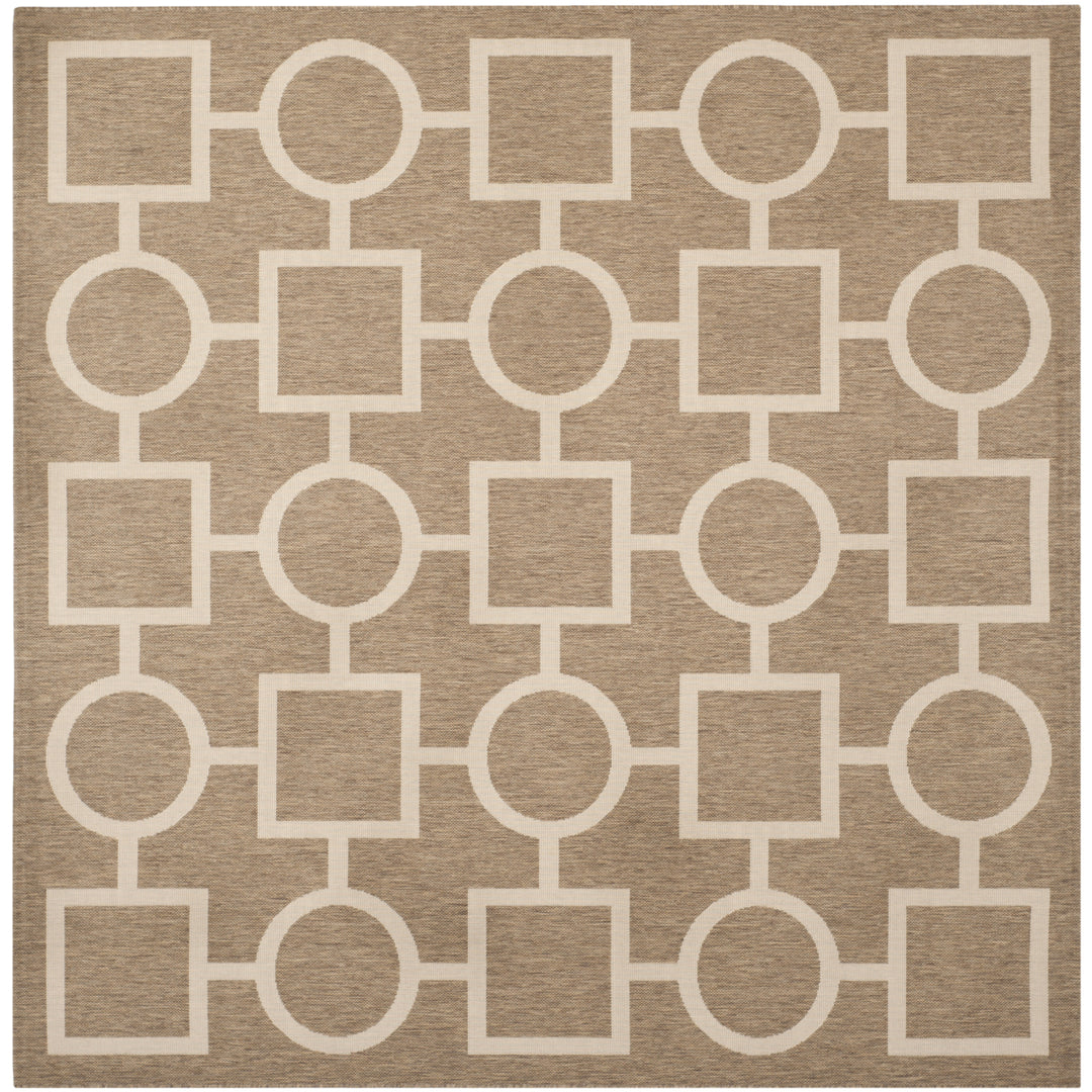 SAFAVIEH Indoor Outdoor CY6925-242 Courtyard Brown / Bone Rug Image 6