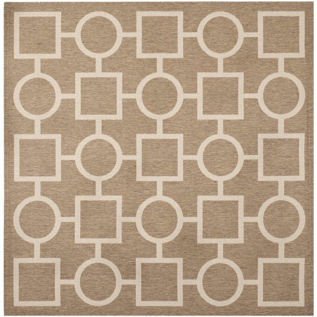 SAFAVIEH Indoor Outdoor CY6925-242 Courtyard Brown / Bone Rug Image 1