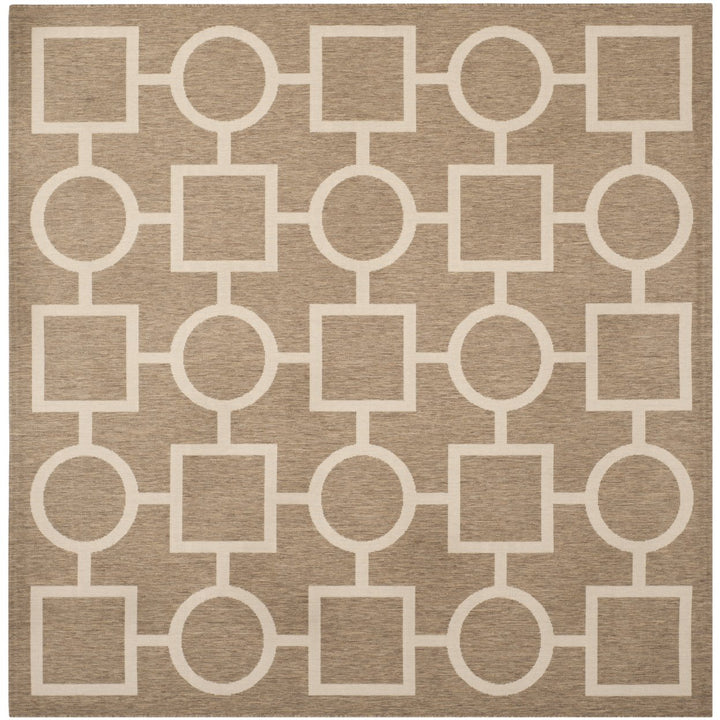 SAFAVIEH Indoor Outdoor CY6925-242 Courtyard Brown / Bone Rug Image 1