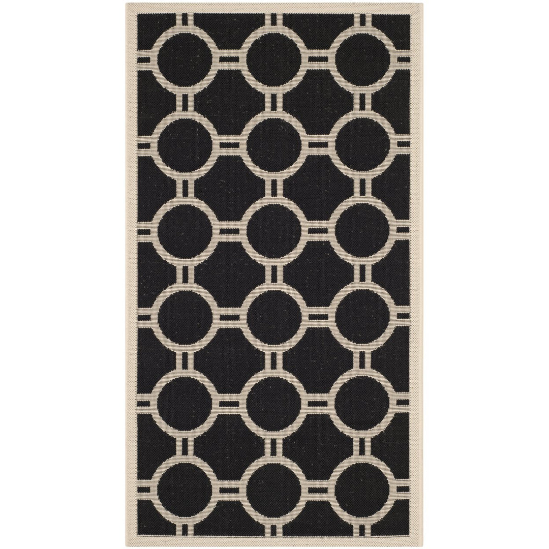 SAFAVIEH Indoor Outdoor CY6924-266 Courtyard Black / Beige Rug Image 1