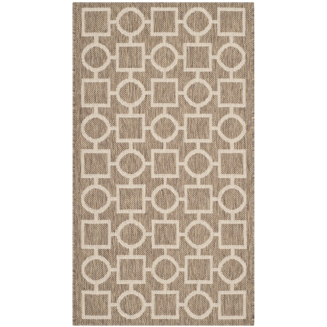 SAFAVIEH Indoor Outdoor CY6925-242 Courtyard Brown / Bone Rug Image 1