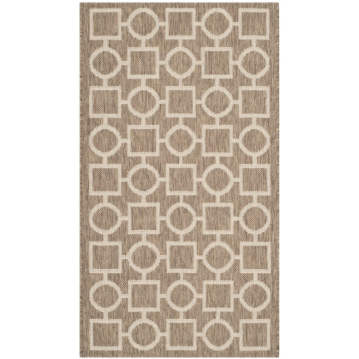 SAFAVIEH Indoor Outdoor CY6925-242 Courtyard Brown / Bone Rug Image 1