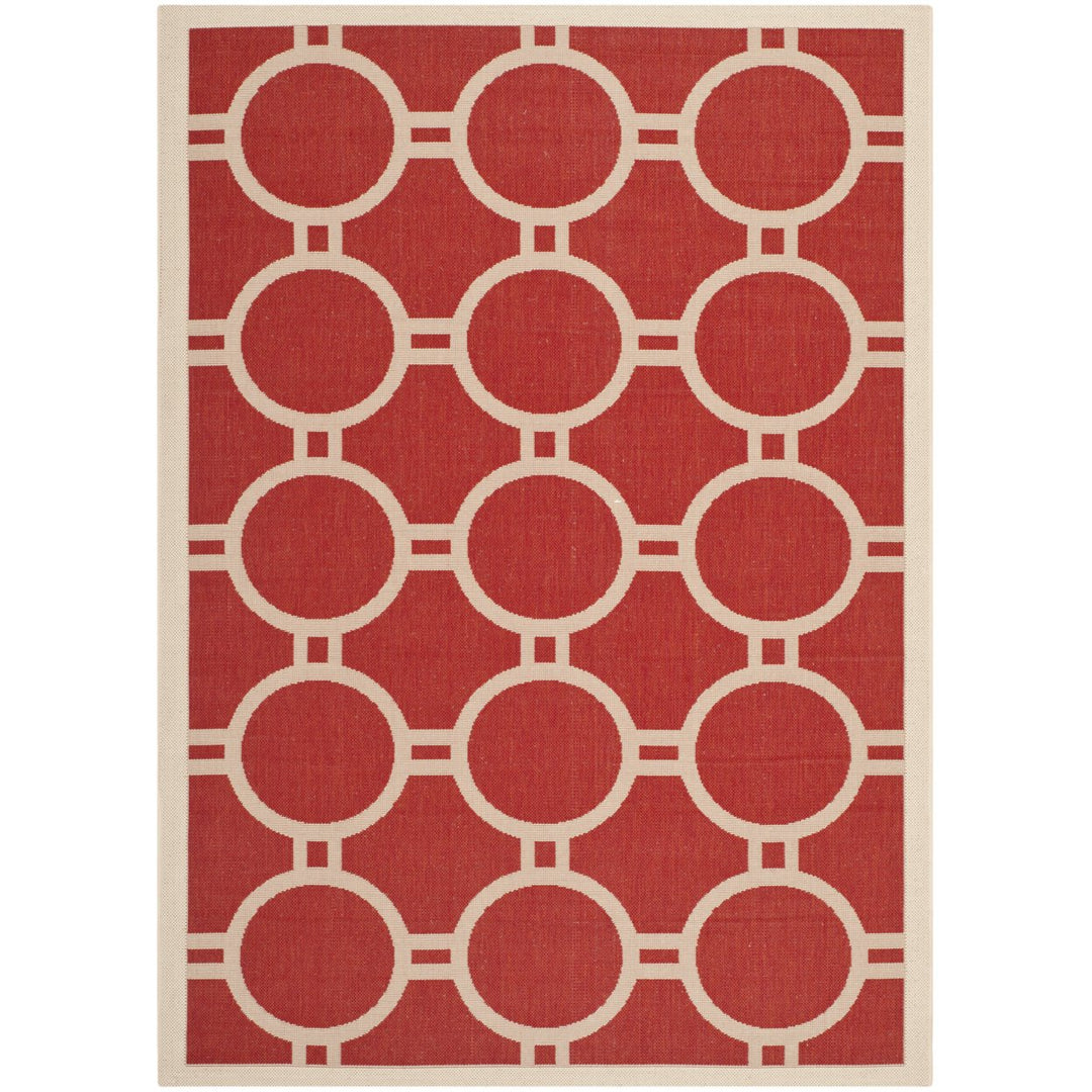 SAFAVIEH Outdoor CY6924-248 Courtyard Collection Red / Bone Rug Image 1
