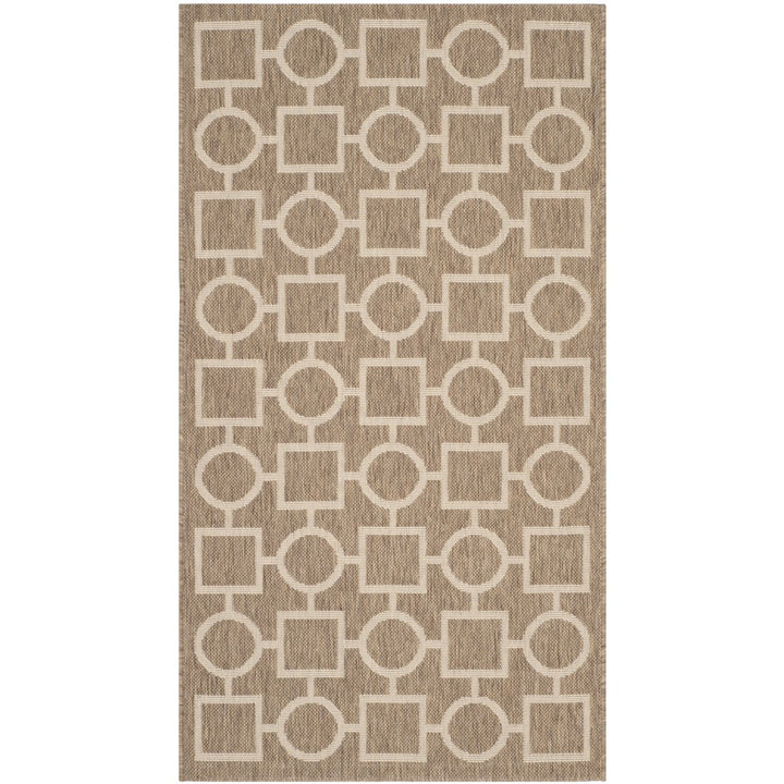 SAFAVIEH Indoor Outdoor CY6925-242 Courtyard Brown / Bone Rug Image 1