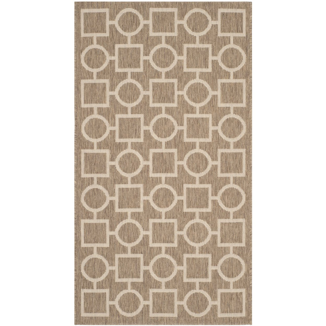 SAFAVIEH Indoor Outdoor CY6925-242 Courtyard Brown / Bone Rug Image 1