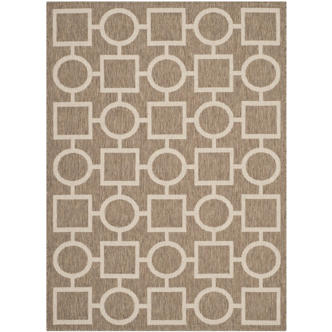 SAFAVIEH Indoor Outdoor CY6925-242 Courtyard Brown / Bone Rug Image 1