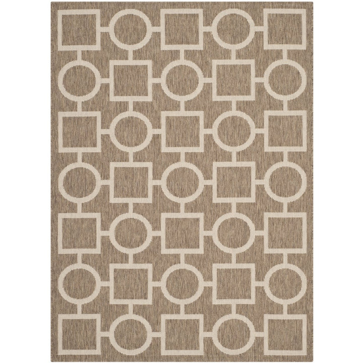 SAFAVIEH Indoor Outdoor CY6925-242 Courtyard Brown / Bone Rug Image 1