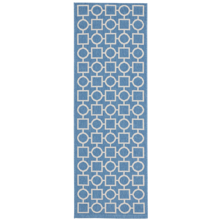 SAFAVIEH Indoor Outdoor CY6925-243 Courtyard Blue / Beige Rug Image 1