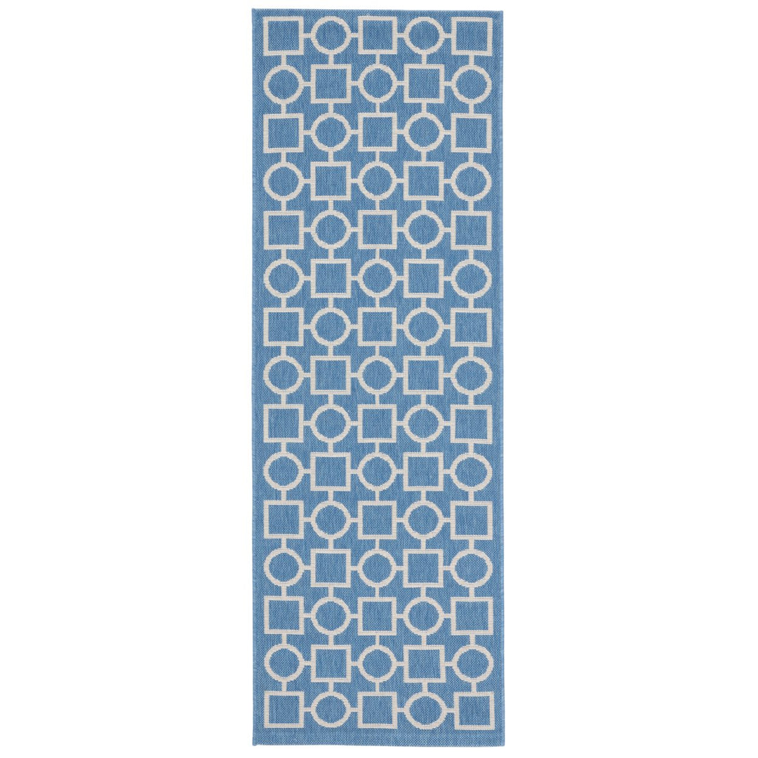 SAFAVIEH Indoor Outdoor CY6925-243 Courtyard Blue / Beige Rug Image 1