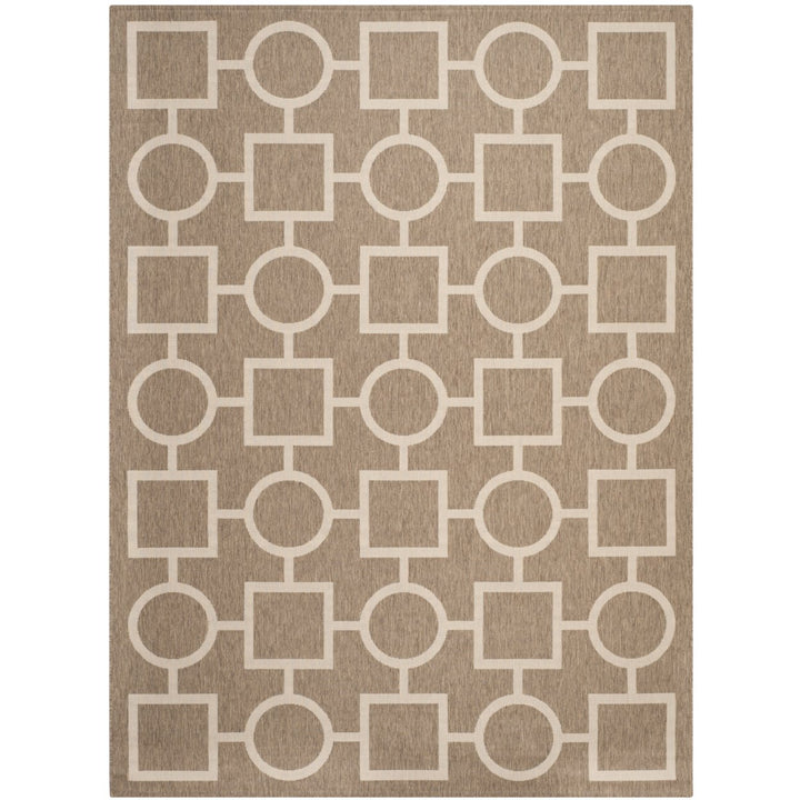 SAFAVIEH Indoor Outdoor CY6925-242 Courtyard Brown / Bone Rug Image 1