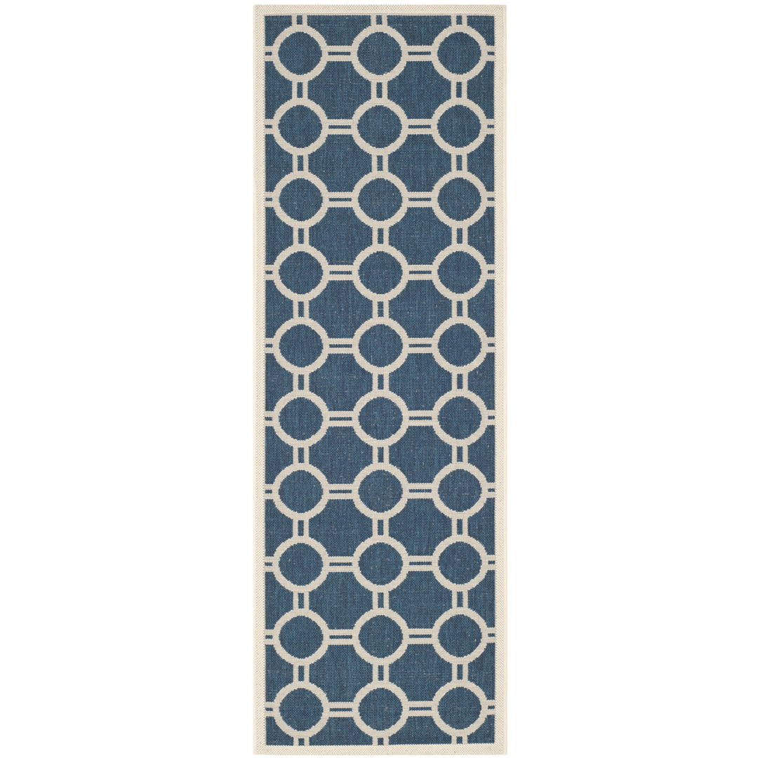 SAFAVIEH Indoor Outdoor CY6924-268 Courtyard Navy / Beige Rug Image 6