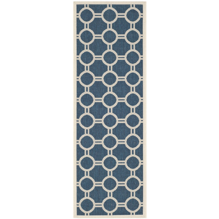 SAFAVIEH Indoor Outdoor CY6924-268 Courtyard Navy / Beige Rug Image 1