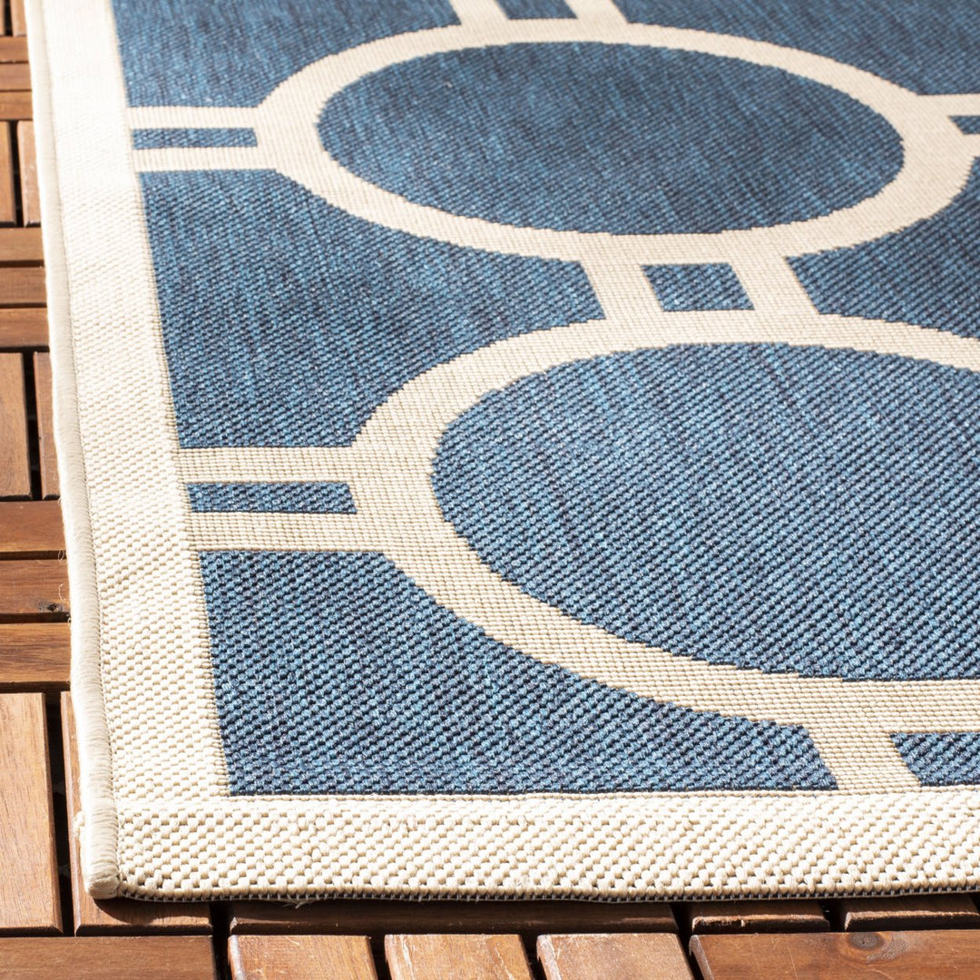 SAFAVIEH Indoor Outdoor CY6924-268 Courtyard Navy / Beige Rug Image 8