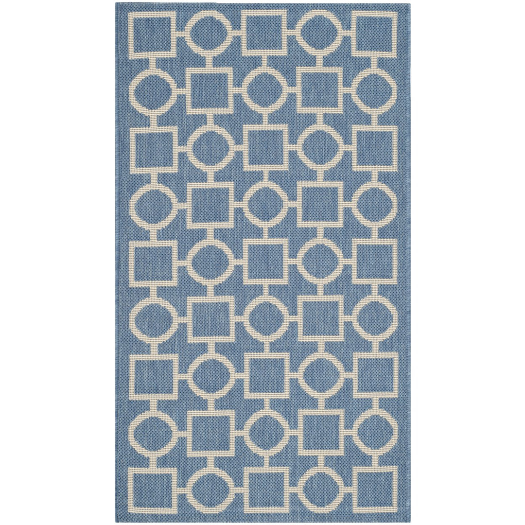 SAFAVIEH Indoor Outdoor CY6925-243 Courtyard Blue / Beige Rug Image 1