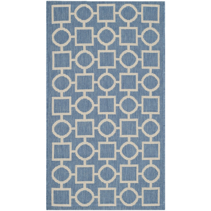 SAFAVIEH Indoor Outdoor CY6925-243 Courtyard Blue / Beige Rug Image 1