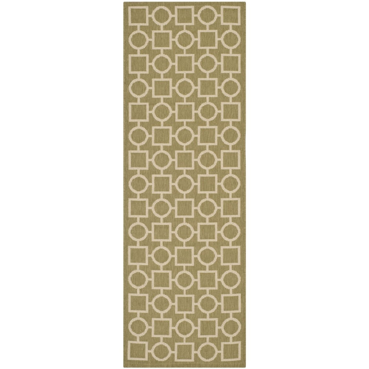 SAFAVIEH Indoor Outdoor CY6925-244 Courtyard Green / Beige Rug Image 1