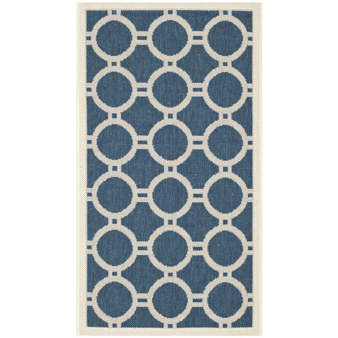 SAFAVIEH Indoor Outdoor CY6924-268 Courtyard Navy / Beige Rug Image 10