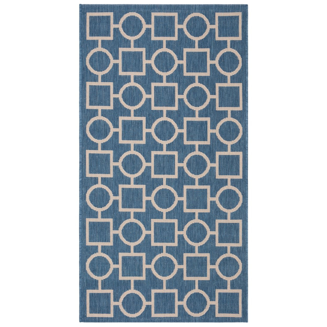 SAFAVIEH Indoor Outdoor CY6925-243 Courtyard Blue / Beige Rug Image 1