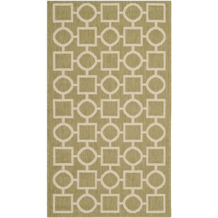 SAFAVIEH Indoor Outdoor CY6925-244 Courtyard Green / Beige Rug Image 1