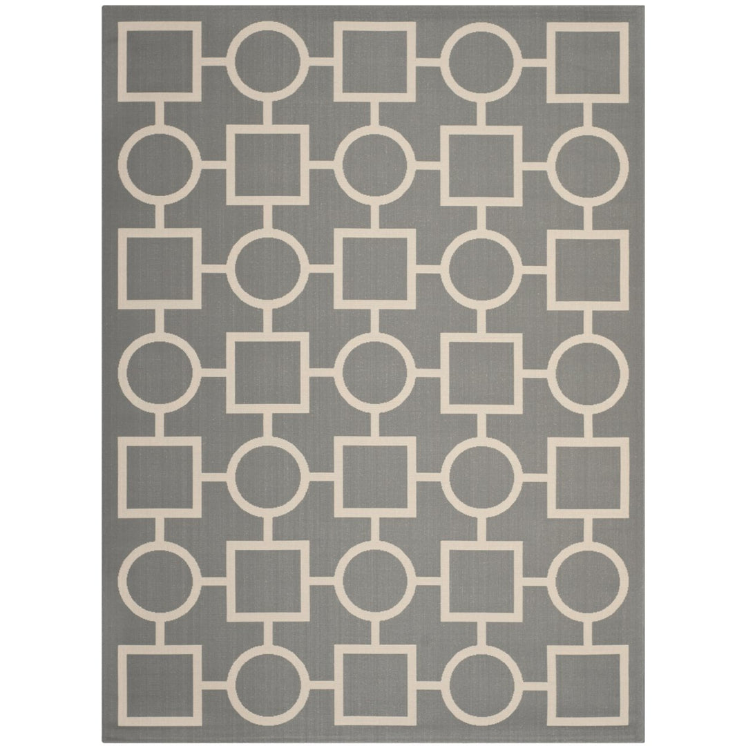 SAFAVIEH Outdoor CY6925-246 Courtyard Anthracite / Beige Rug Image 1