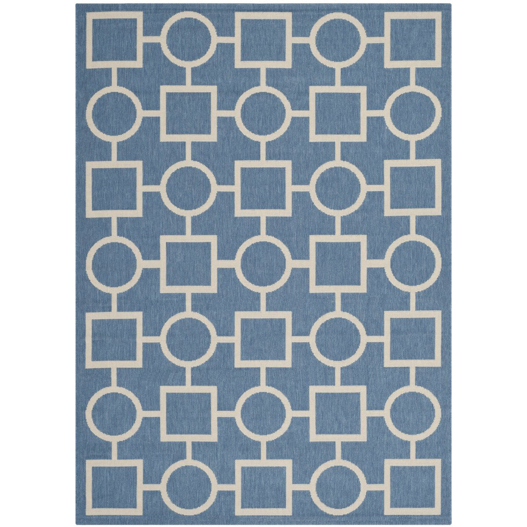 SAFAVIEH Indoor Outdoor CY6925-243 Courtyard Blue / Beige Rug Image 1