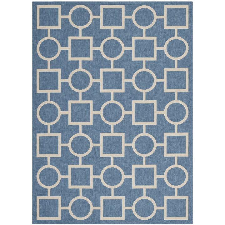 SAFAVIEH Indoor Outdoor CY6925-243 Courtyard Blue / Beige Rug Image 1