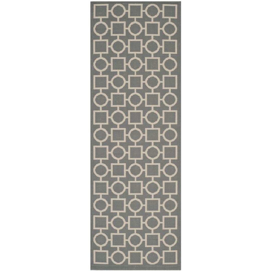 SAFAVIEH Outdoor CY6925-246 Courtyard Anthracite / Beige Rug Image 4